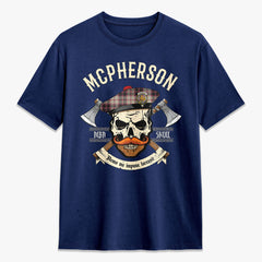 McPherson Hunting Ancient Tartan Crest 2D T-shirt - Alba Skull Style