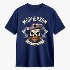 McPherson Hunting Modern Tartan Crest 2D T-shirt - Alba Skull Style