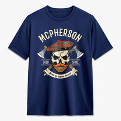 McPherson Weathered Tartan Crest 2D T-shirt - Alba Skull Style