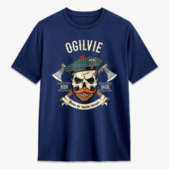 Ogilvie Hunting Ancient Tartan Crest 2D T-shirt - Alba Skull Style