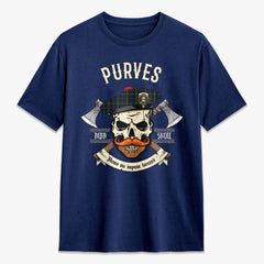 Purves Tartan Crest 2D T-shirt - Alba Skull Style