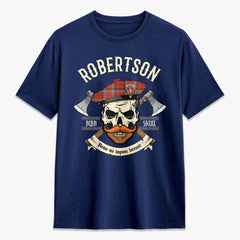 Robertson Weathered Tartan Crest 2D T-shirt - Alba Skull Style