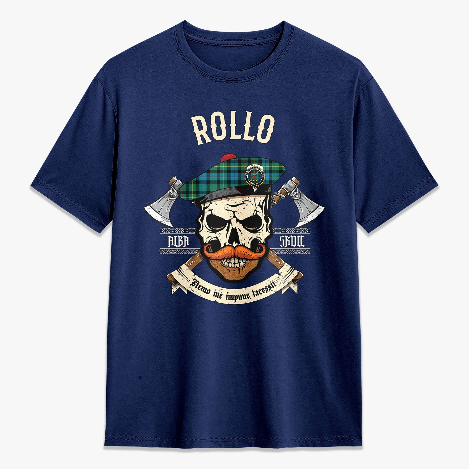 Rollo Ancient Tartan Crest 2D T-shirt - Alba Skull Style