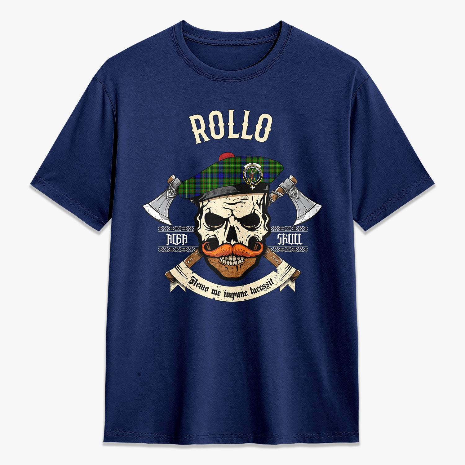 Rollo Modern Tartan Crest 2D T-shirt - Alba Skull Style