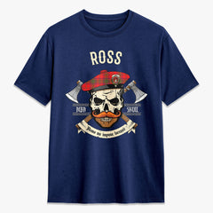 Ross Modern Tartan Crest 2D T-shirt - Alba Skull Style