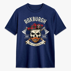 Roxburgh District Tartan Crest 2D T-shirt - Alba Skull Style