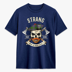 Strang (or Strange) Tartan Crest 2D T-shirt - Alba Skull Style