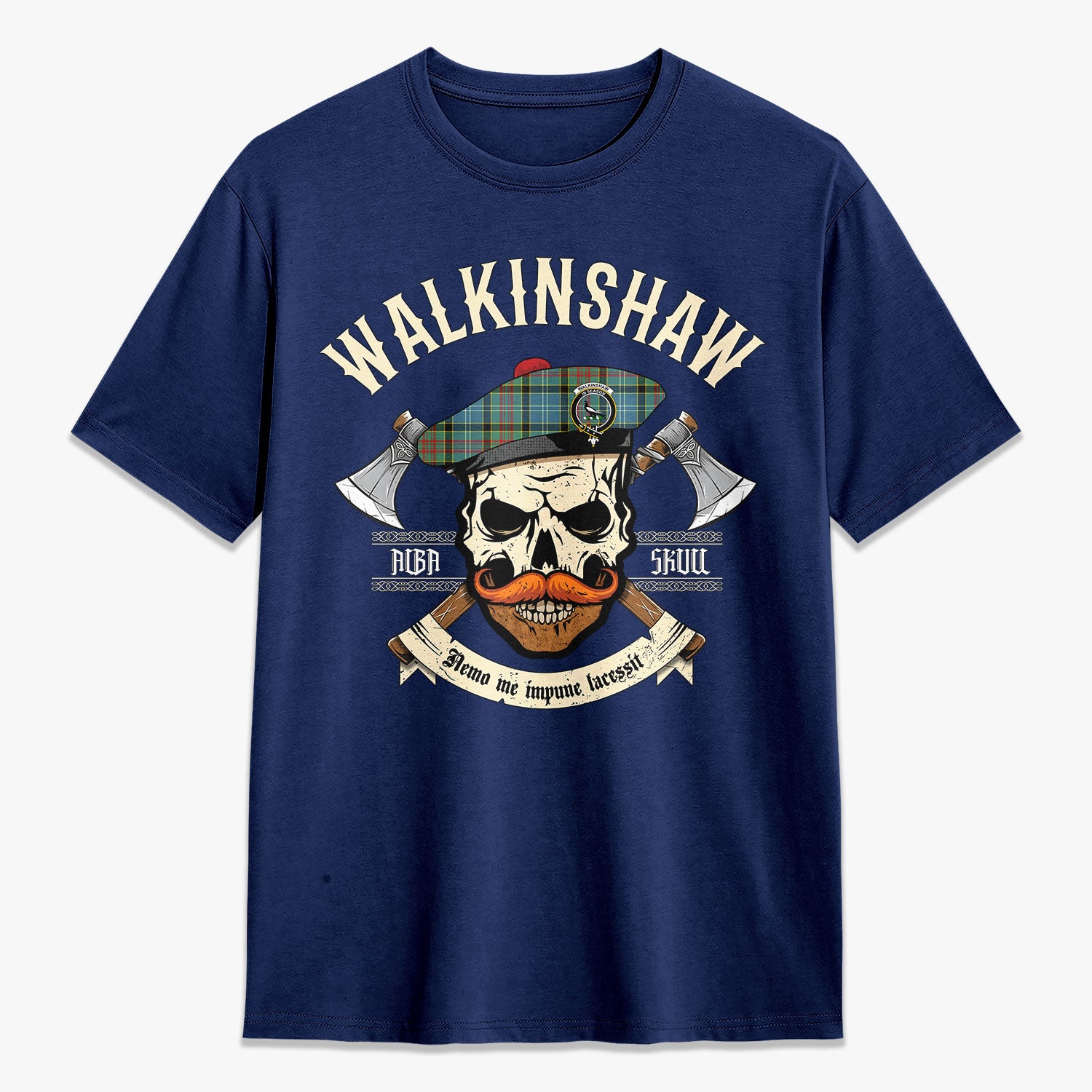 Walkinshaw Tartan Crest 2D T-shirt - Alba Skull Style