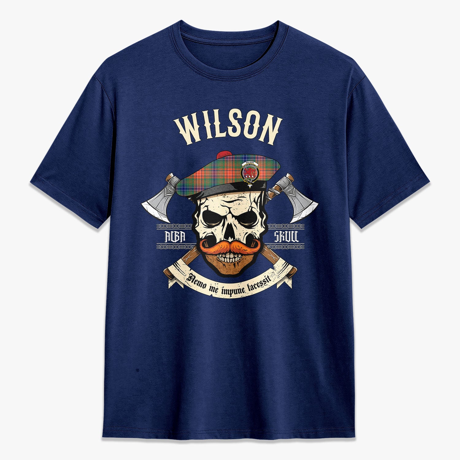 Wilson Ancient Tartan Crest 2D T-shirt - Alba Skull Style