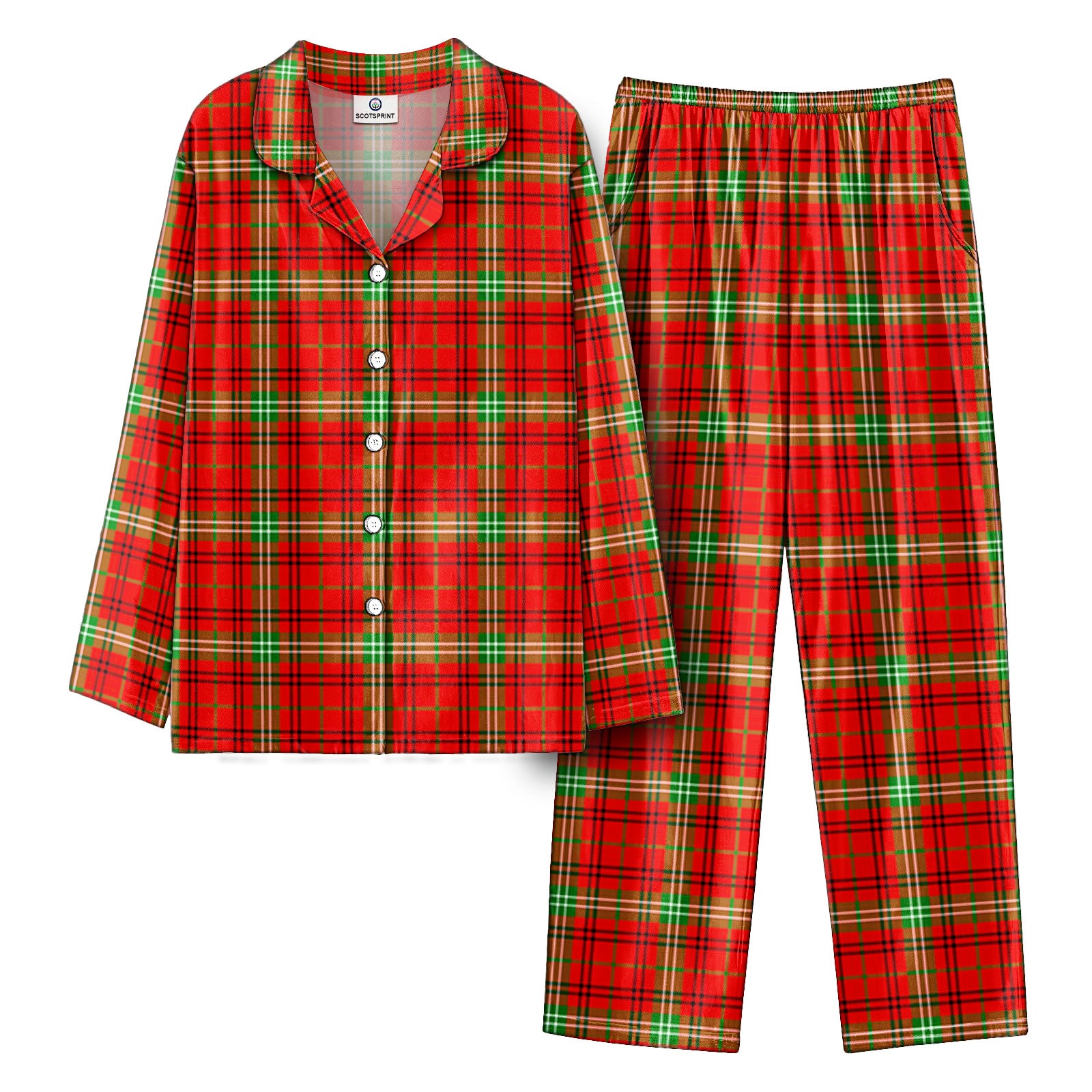 Morrison Red Modern Tartan Pajama Set