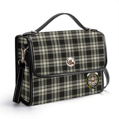 Menzies Black - White Ancient Tartan Crest Satchel Bag