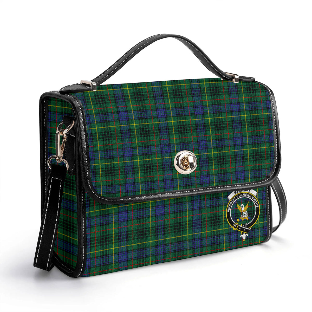 Stewart Hunting Modern Tartan Crest Satchel Bag