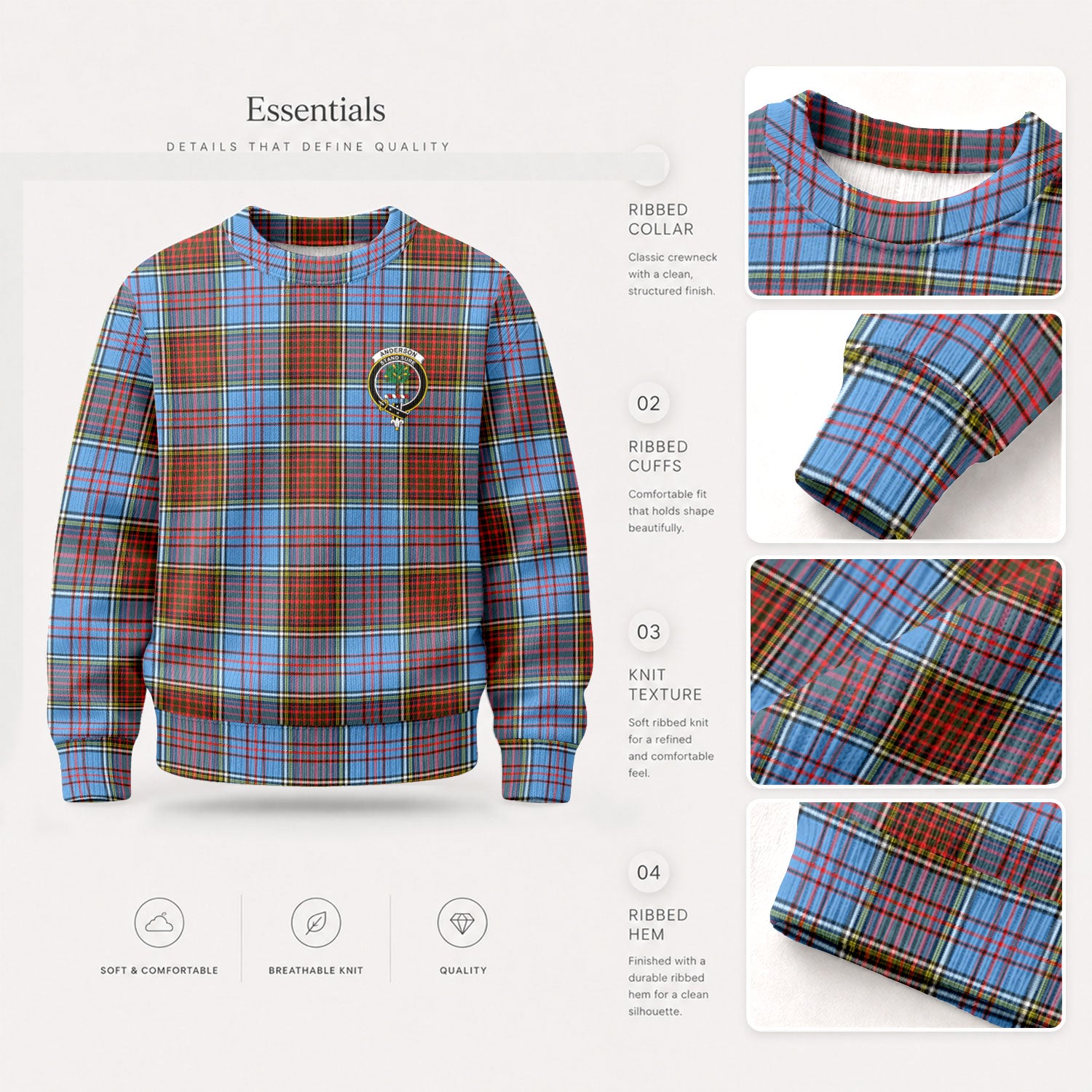 Anderson Modern Tartan Crest Sweater