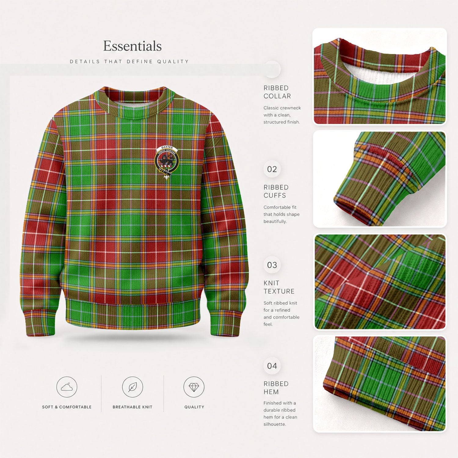 Baxter Modern Tartan Crest Sweater