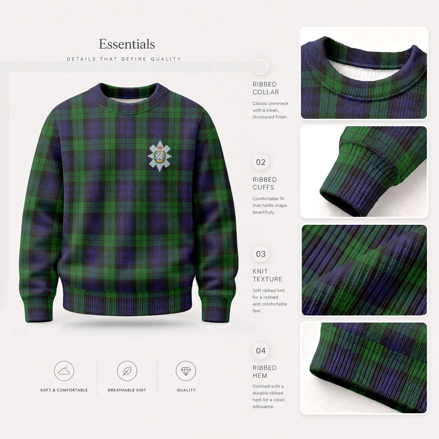 Black Watch Tartan Crest Sweater
