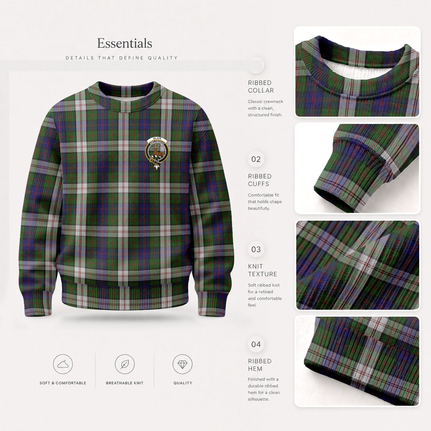 Blair Dress Tartan Crest Sweater