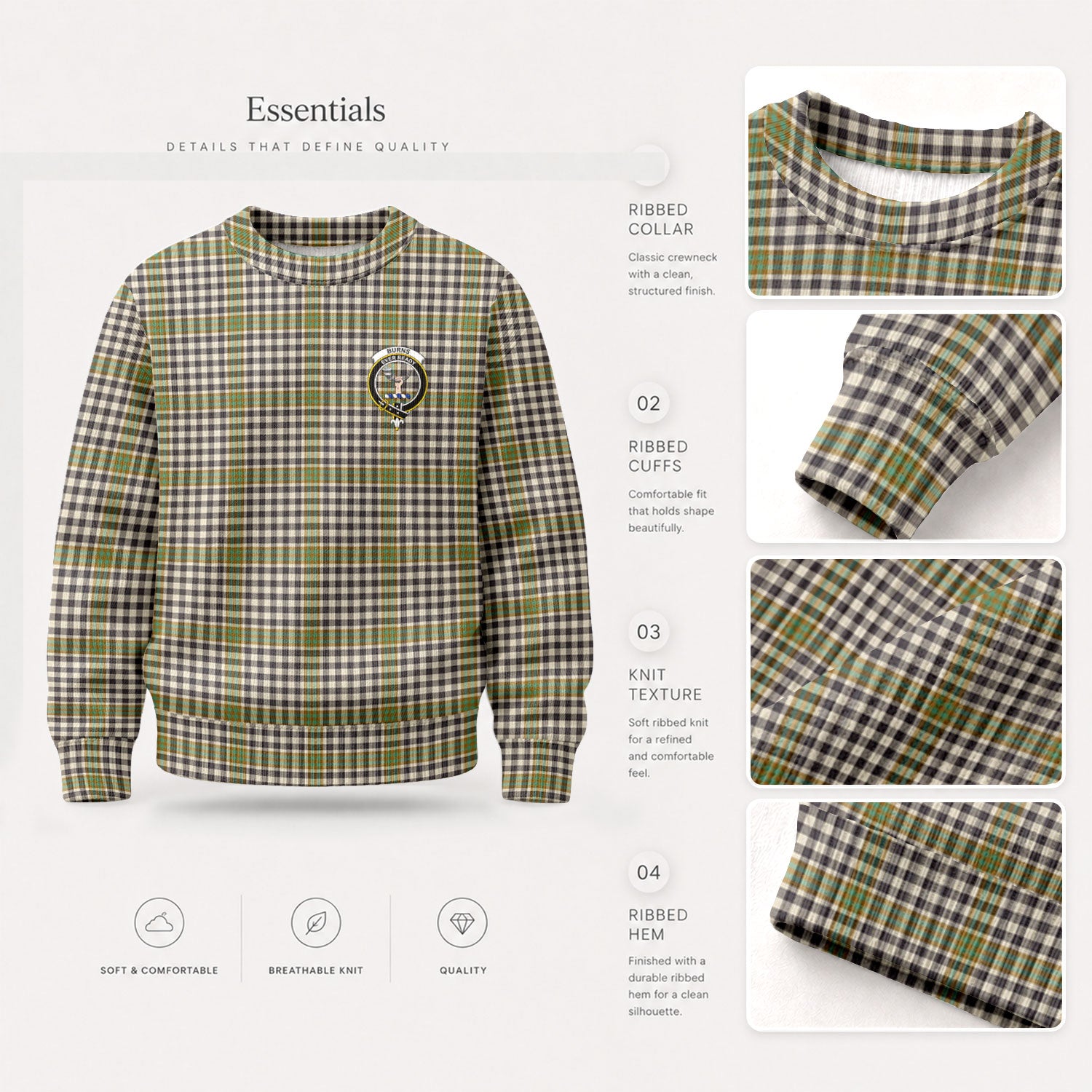 Burns Check Tartan Crest Sweater