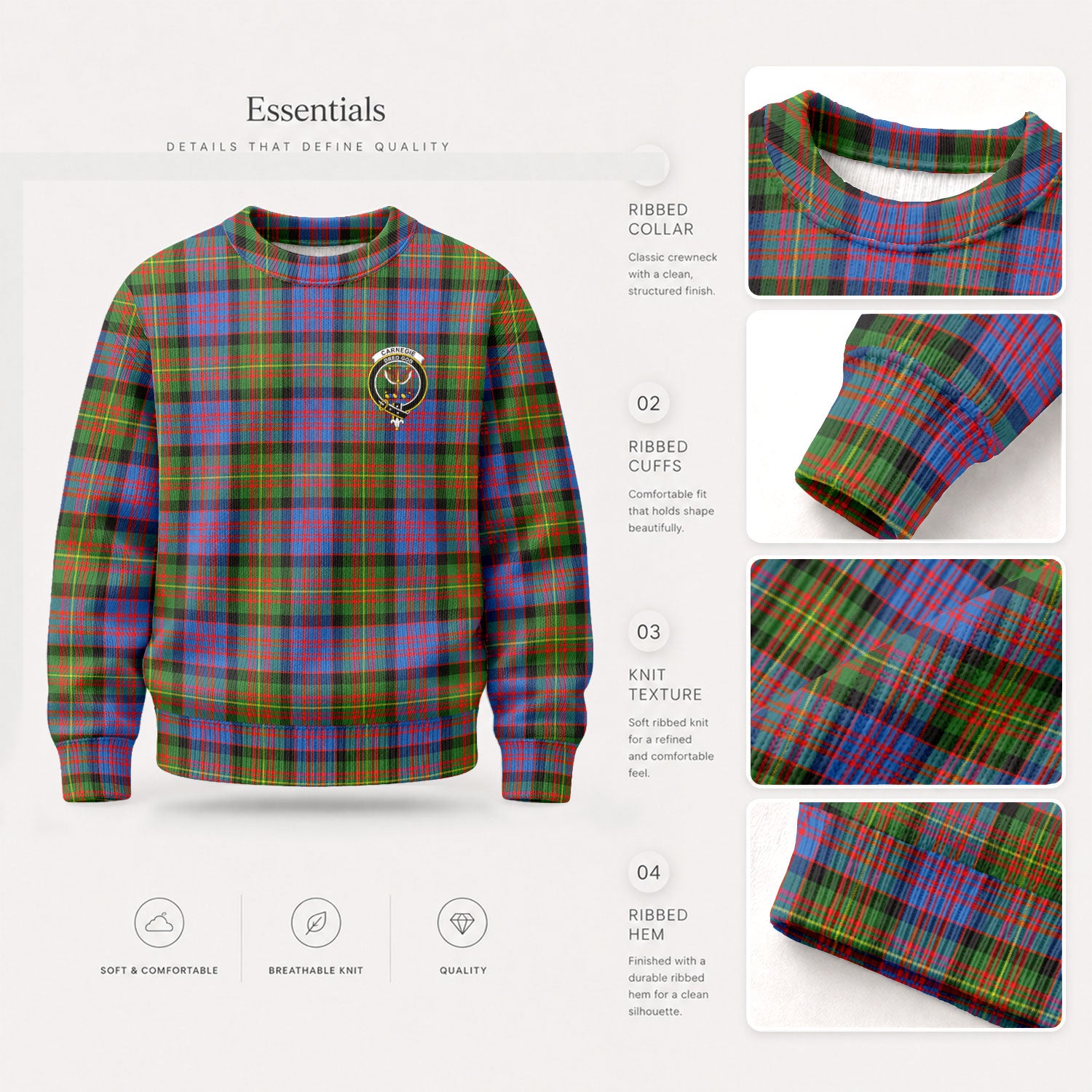 Carnegie Ancient Tartan Crest Sweater