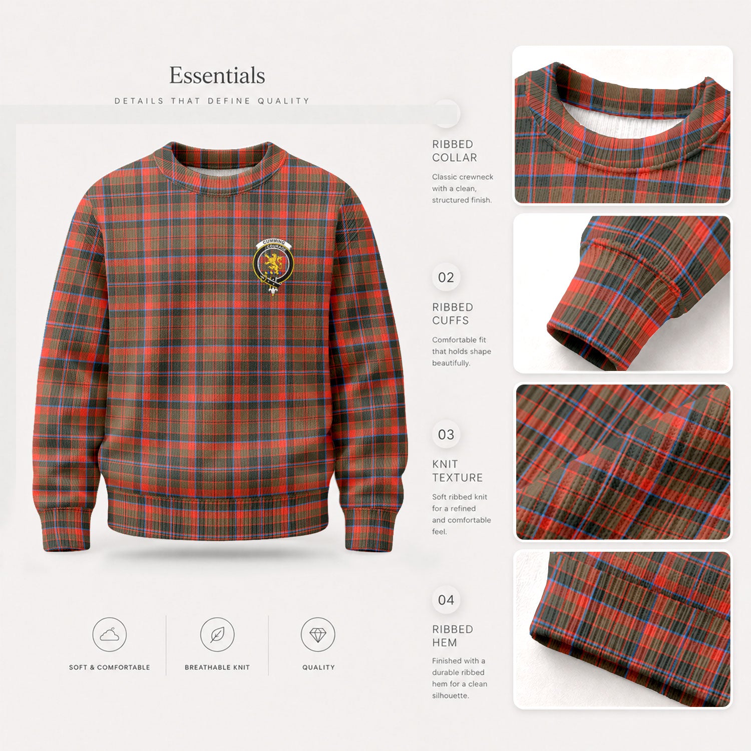 Cumming Hunting Weathered Tartan Crest Sweater