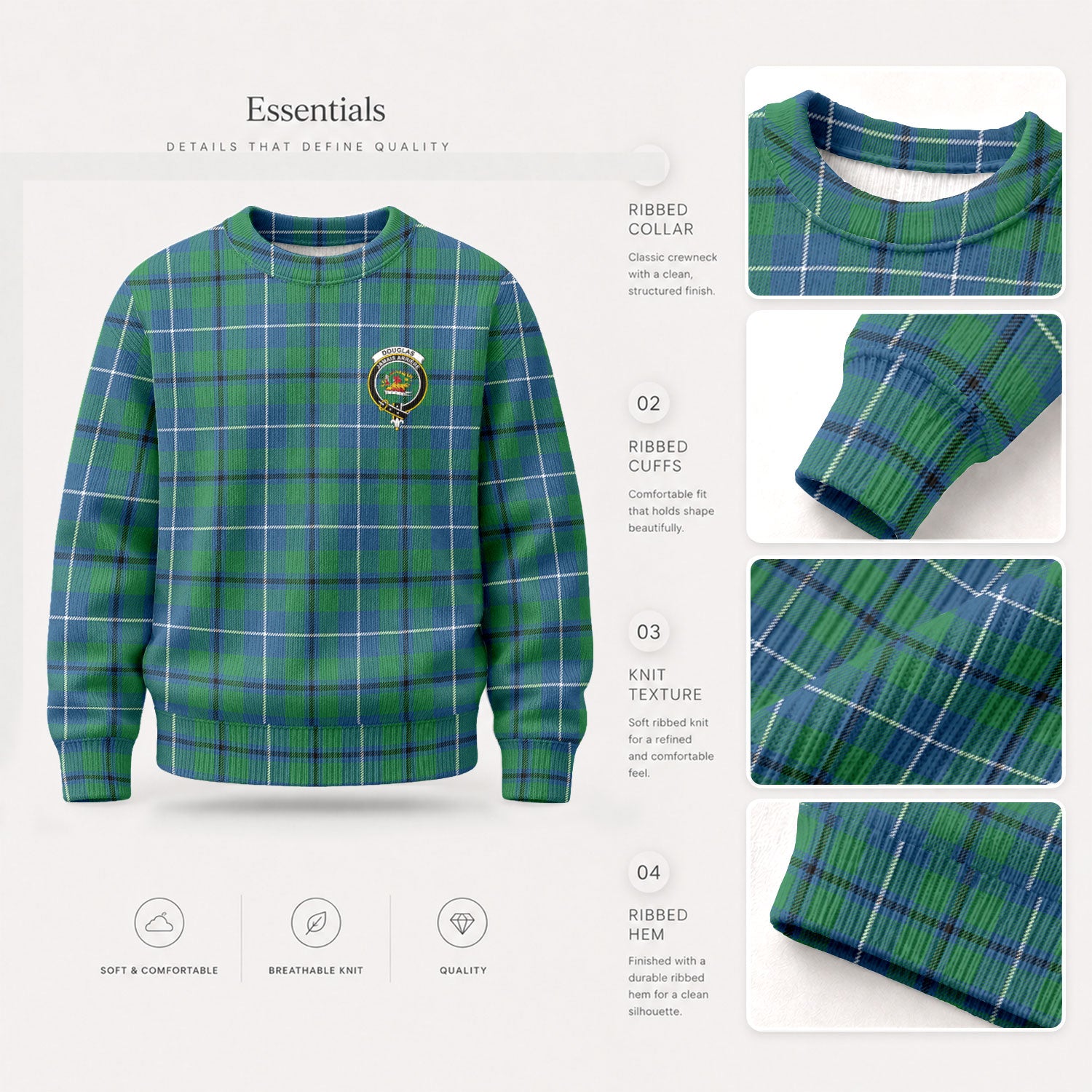 Douglas Ancient Tartan Crest Sweater