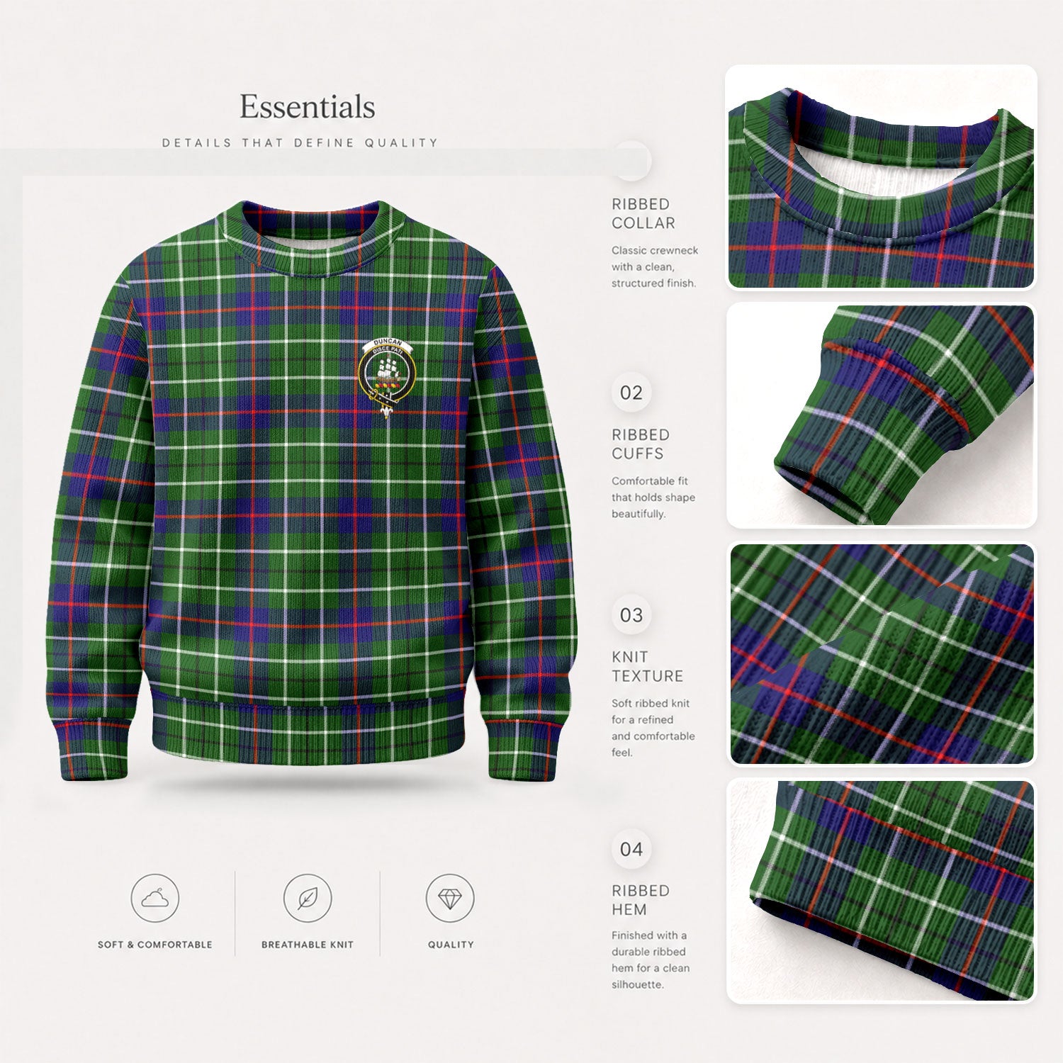 Duncan Modern Tartan Crest Sweater