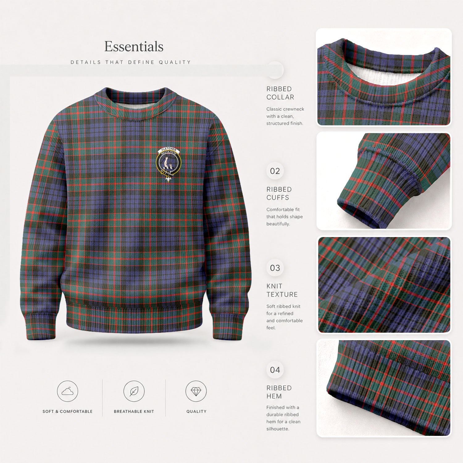 Fletcher of Dunans Tartan Crest Sweater