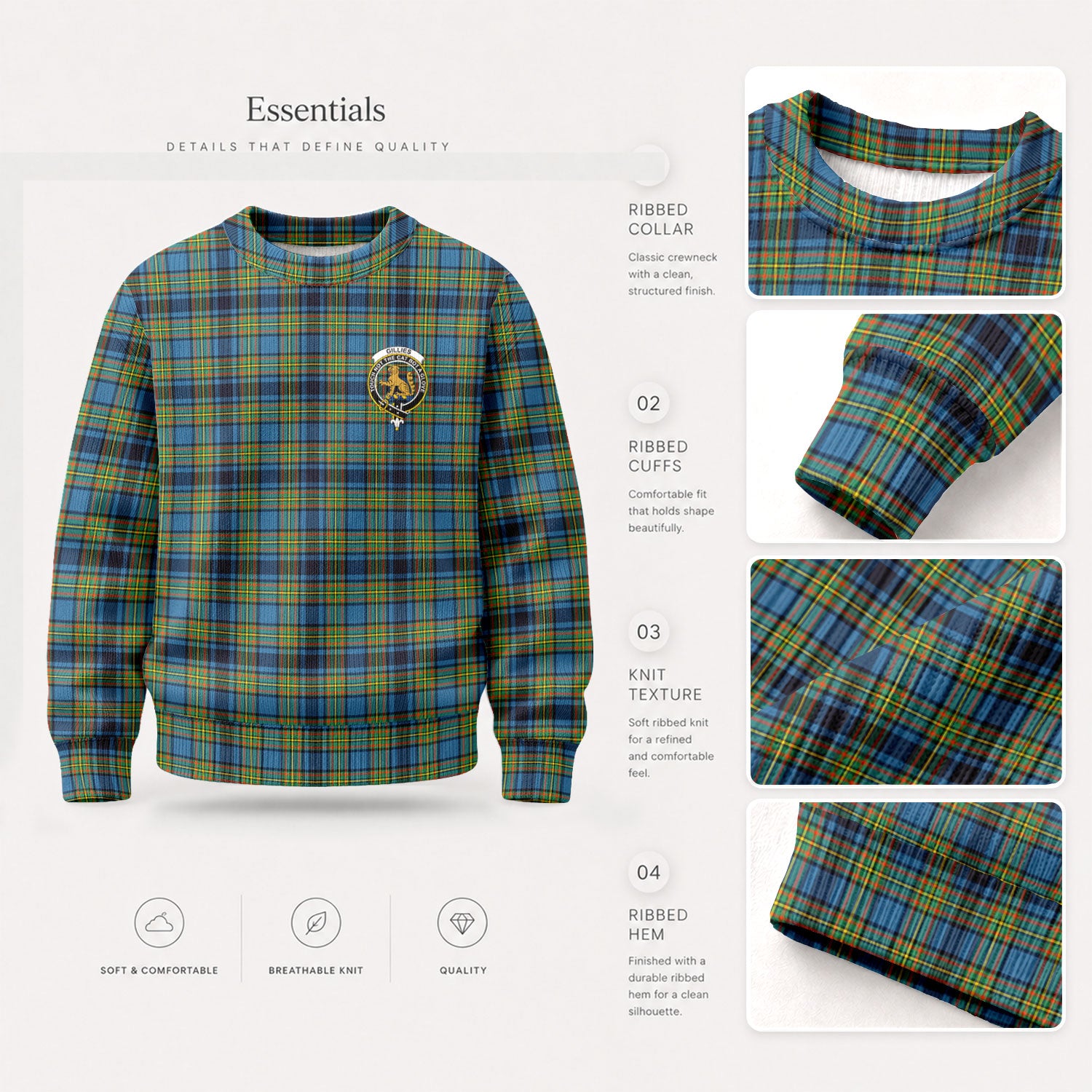 Gillies Ancient Tartan Crest Sweater