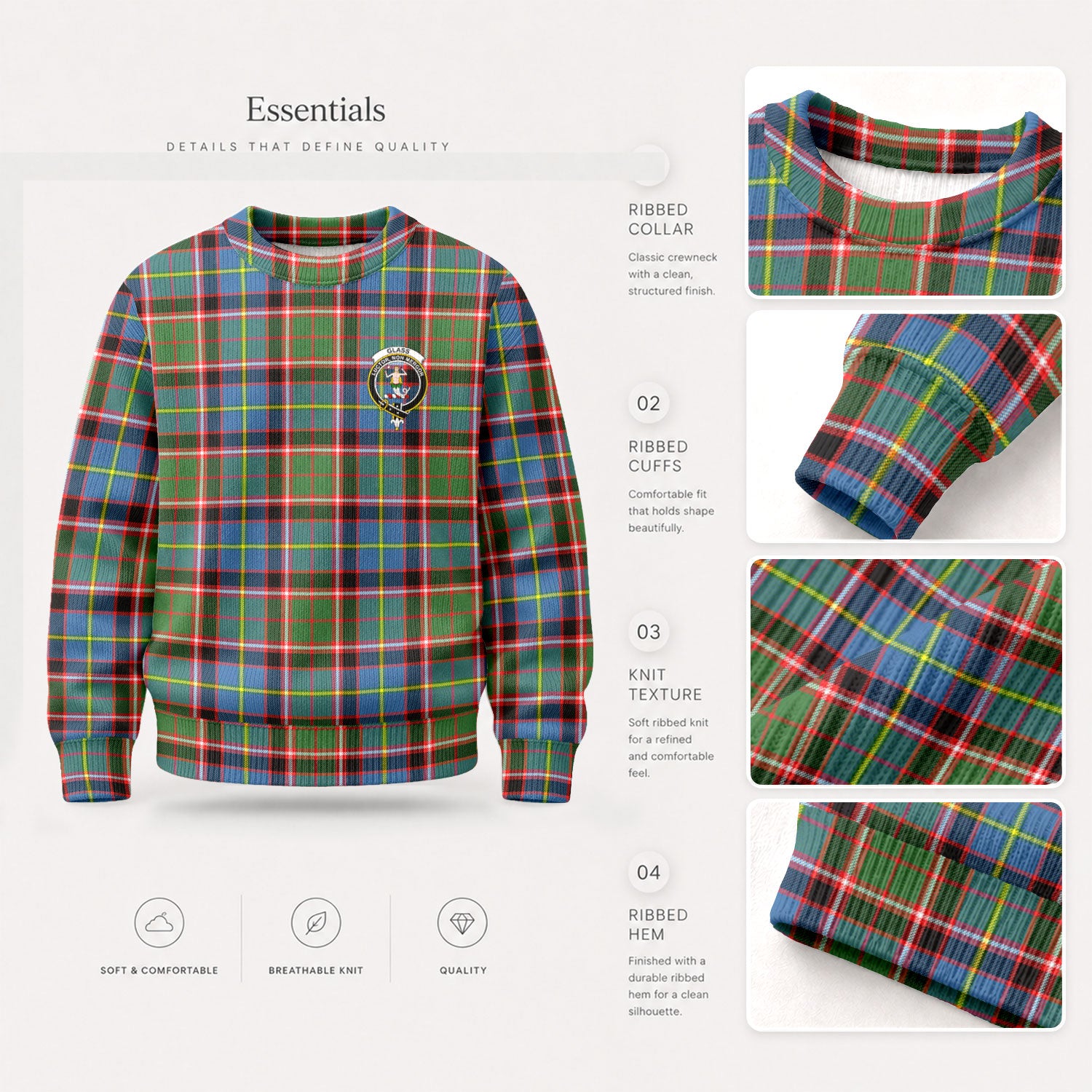 Glass Tartan Crest Sweater