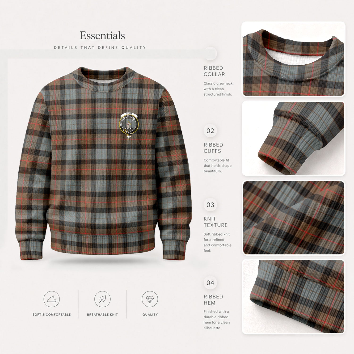 Gunn Weathered Tartan Crest Sweater