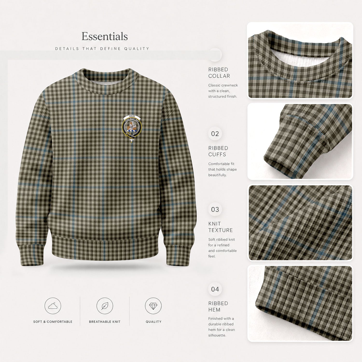 Haig Check Tartan Crest Sweater
