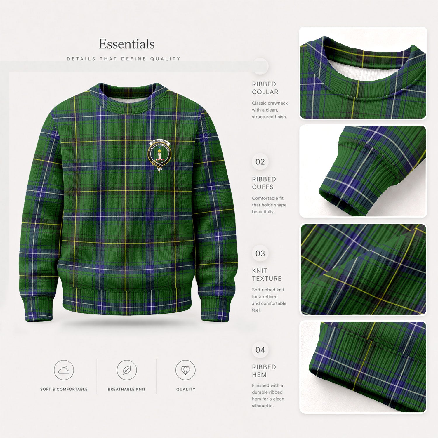 Henderson Modern Tartan Crest Sweater