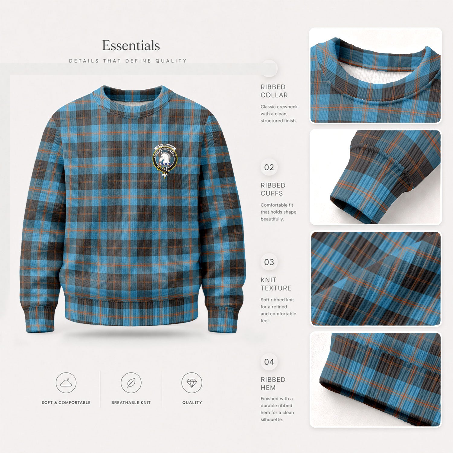 Horsburgh Tartan Crest Sweater