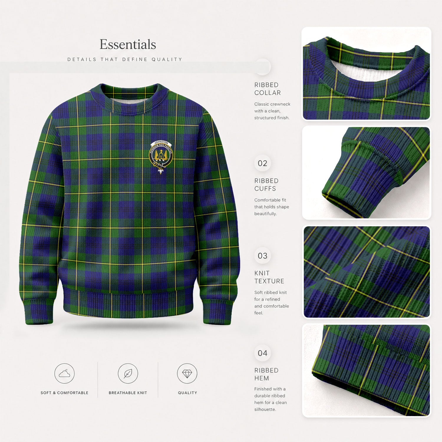 Johnston Modern Tartan Crest Sweater