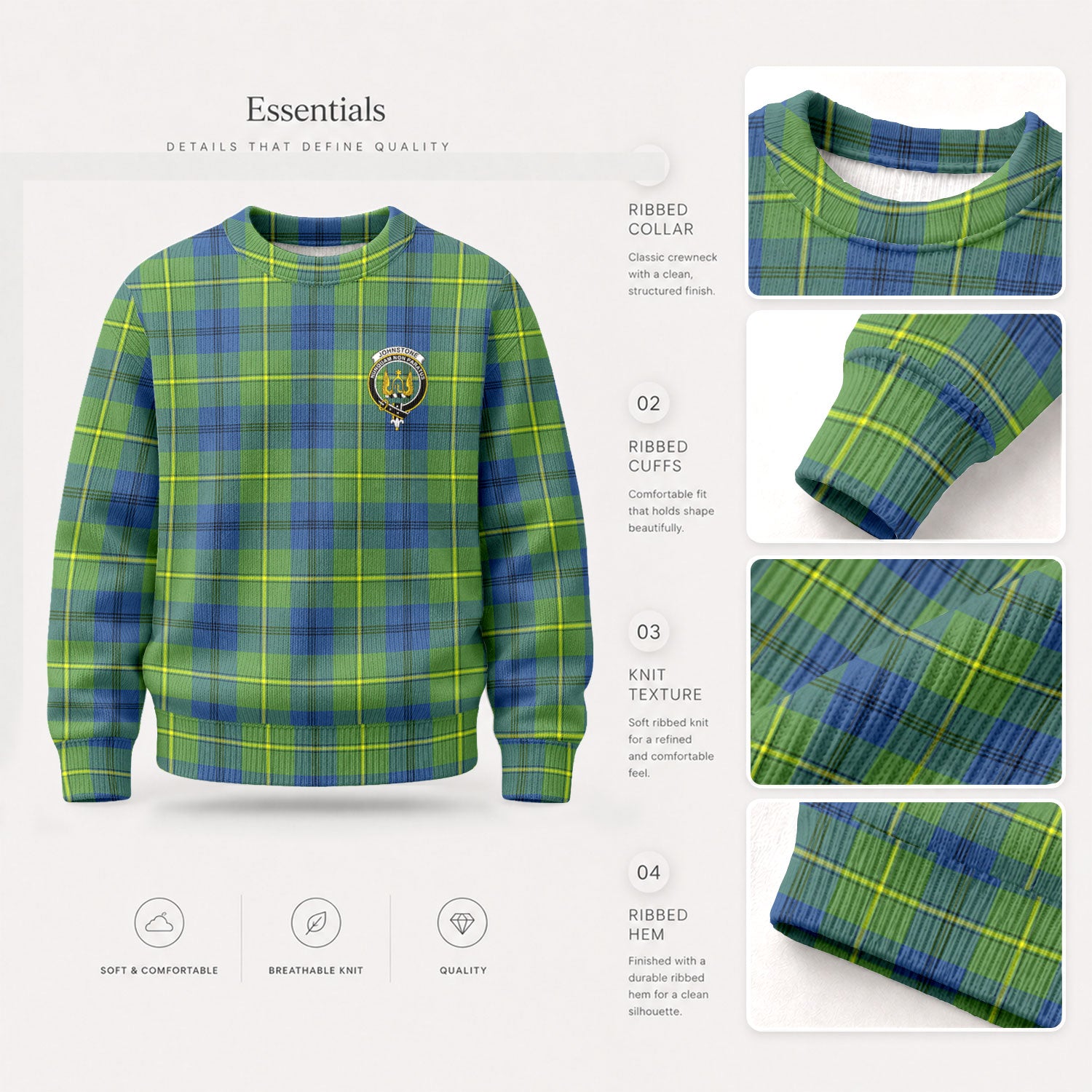 Johnstone Ancient Tartan Crest Sweater