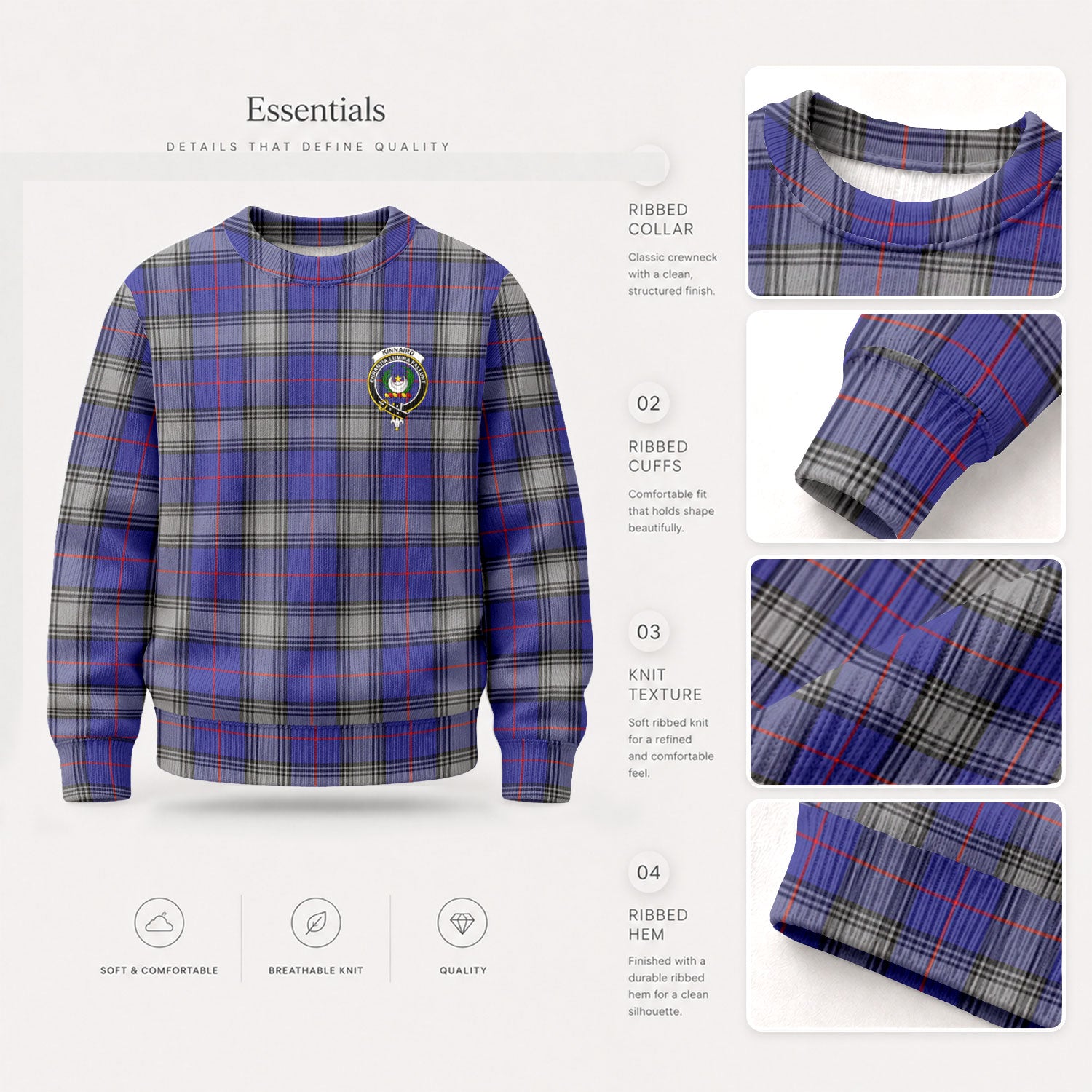 Kinnaird Tartan Crest Sweater