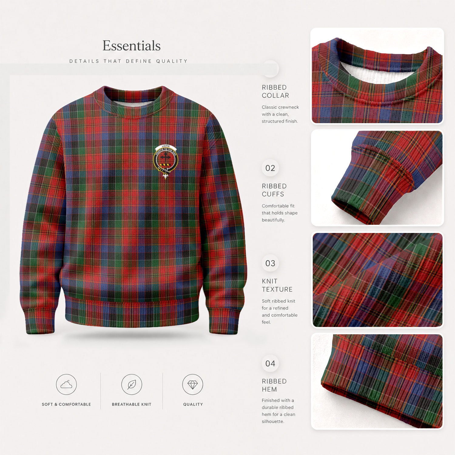 Leith Tartan Crest Sweater