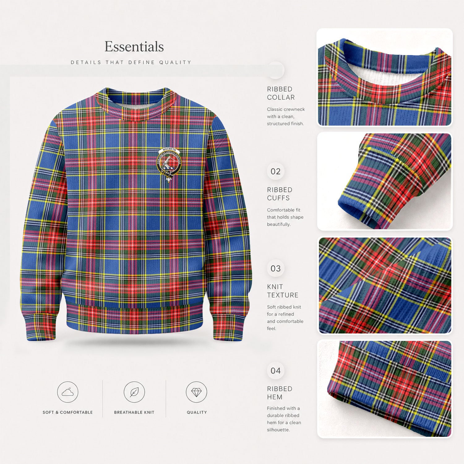MacBeth Modern Tartan Crest Sweater