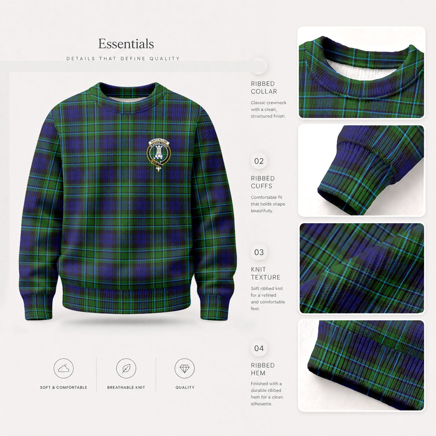 MacCallum Modern Tartan Crest Sweater
