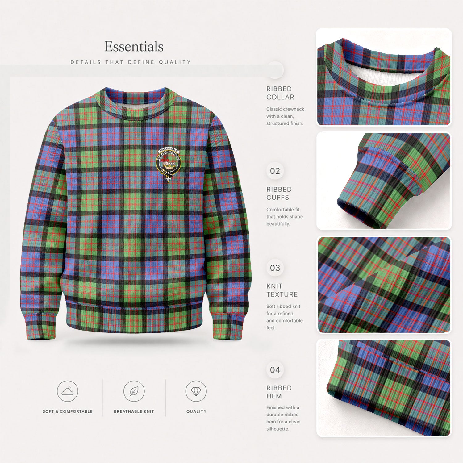 MacDonald Ancient Tartan Crest Sweater