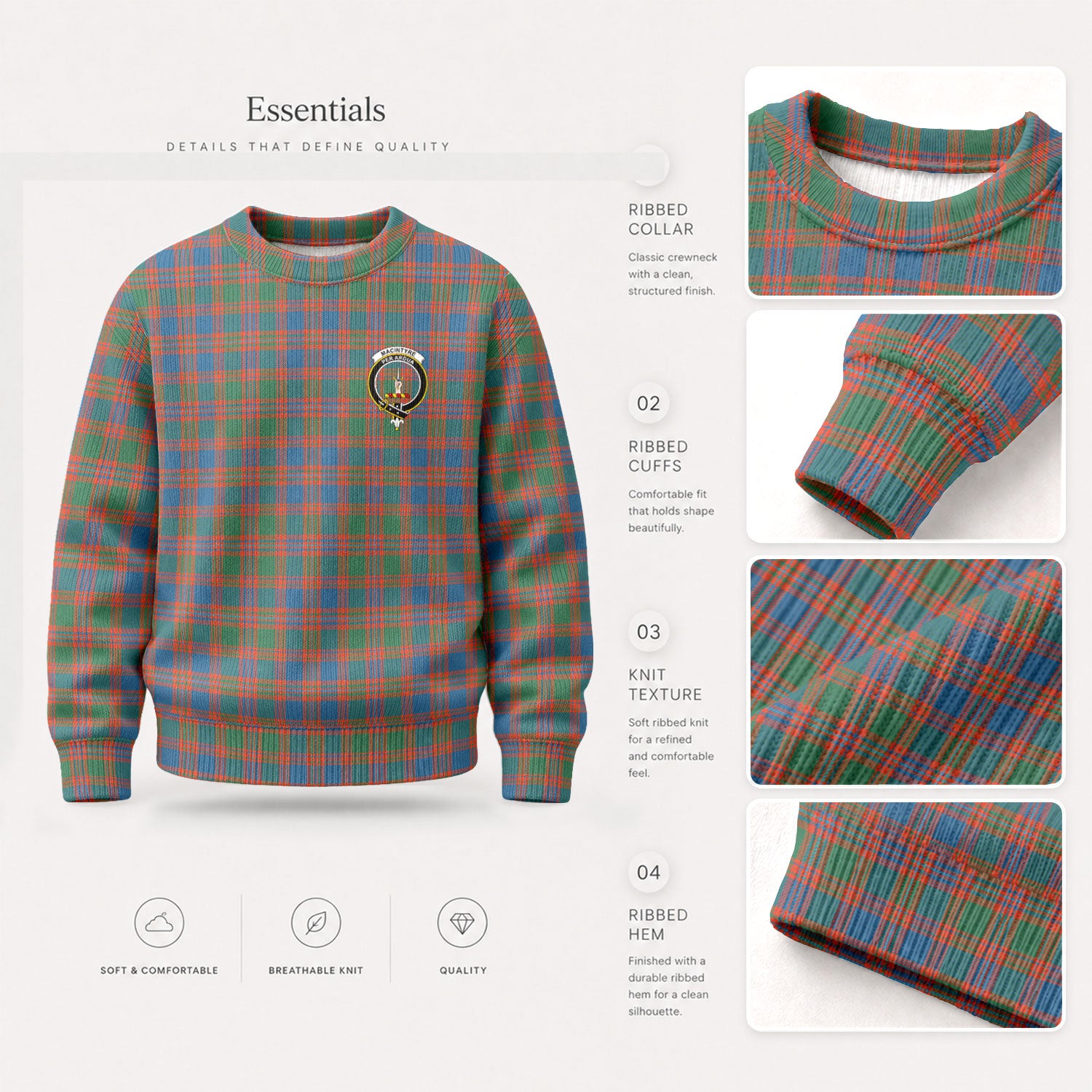 MacIntyre Ancient Tartan Crest Sweater