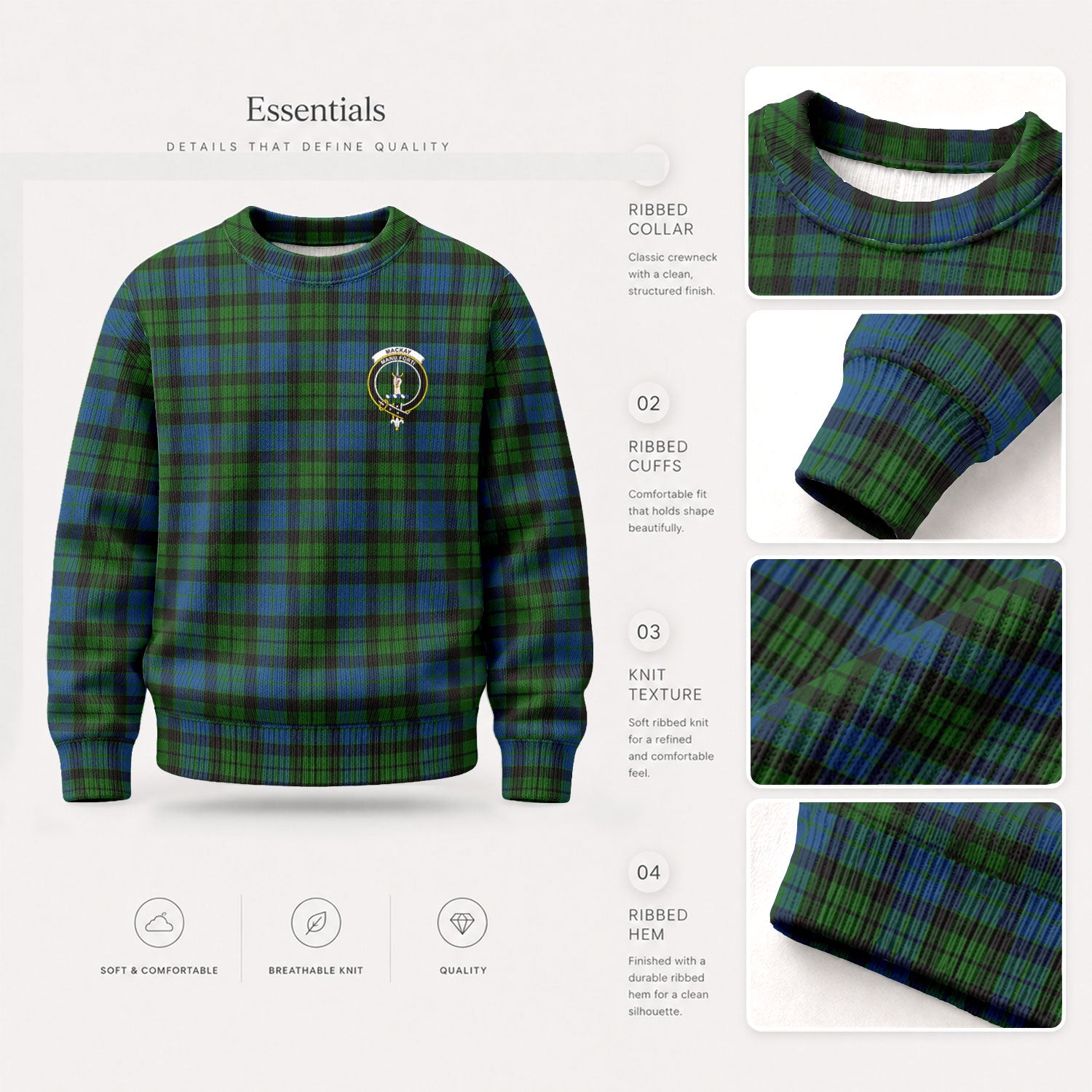 MacKay Modern Tartan Crest Sweater