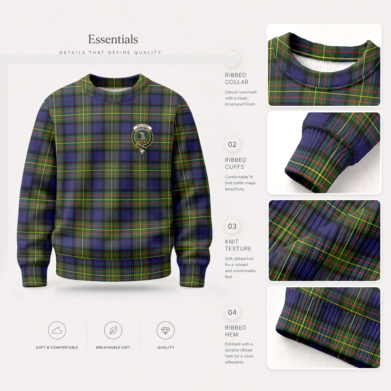 MacLaren Modern Tartan Crest Sweater