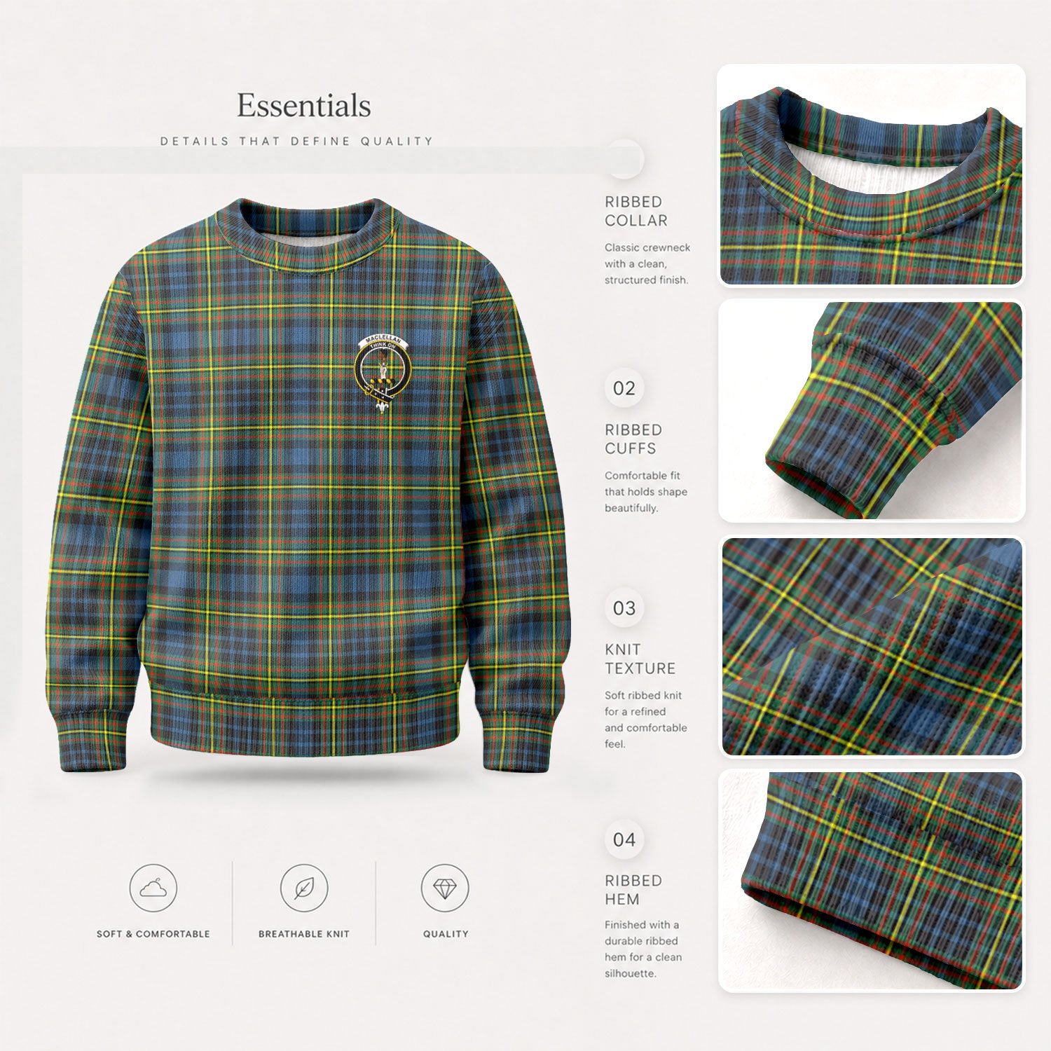 MacLellan Ancient Tartan Crest Sweater