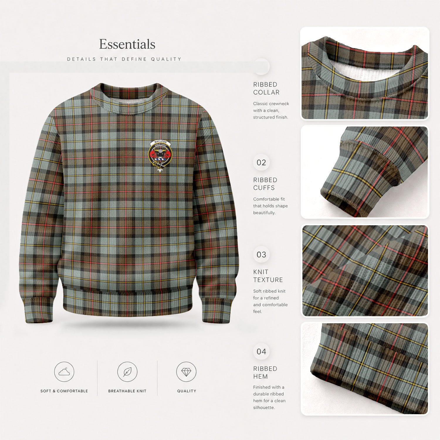 MacLeod of Harris Weathered Tartan Crest Sweater