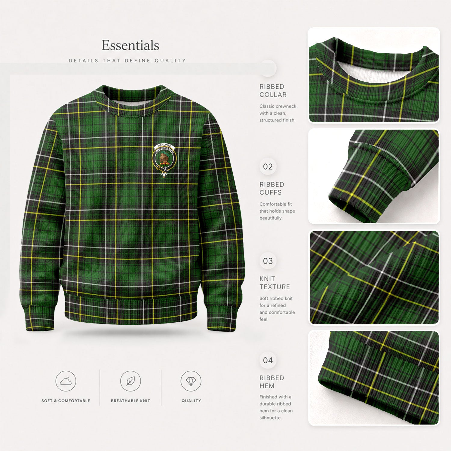 McAlpine Modern Tartan Crest Sweater