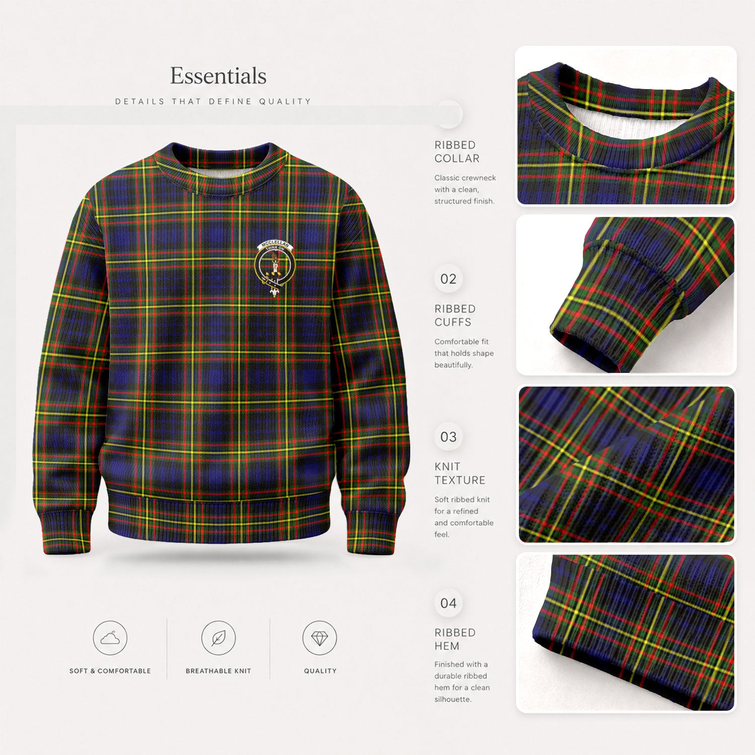 McClellan Modern Tartan Crest Sweater