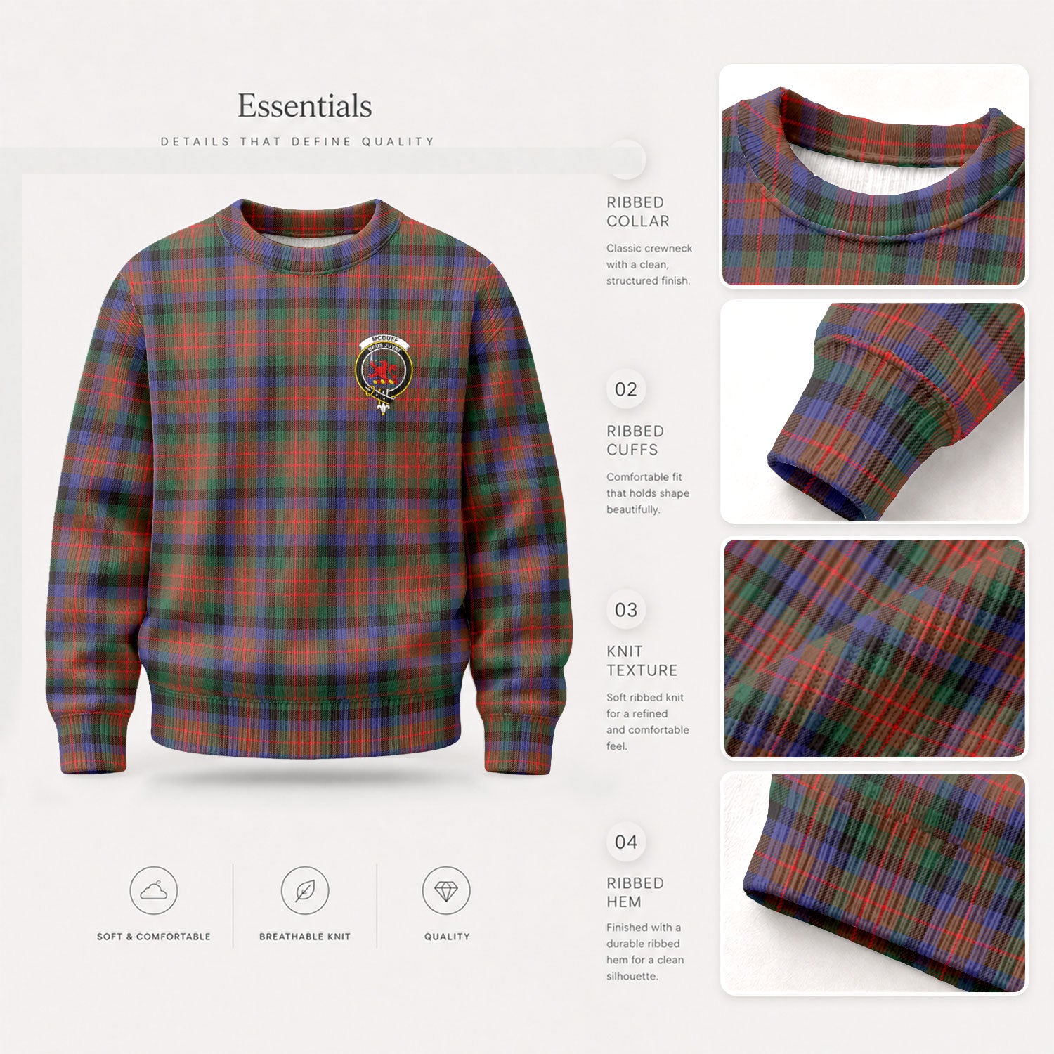 McDuff Hunting Modern Tartan Crest Sweater