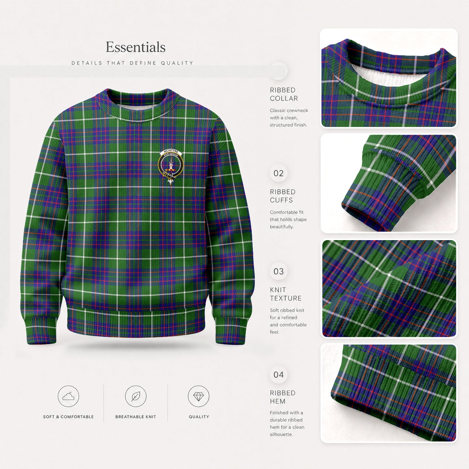 McIntyre Hunting Modern Tartan Crest Sweater