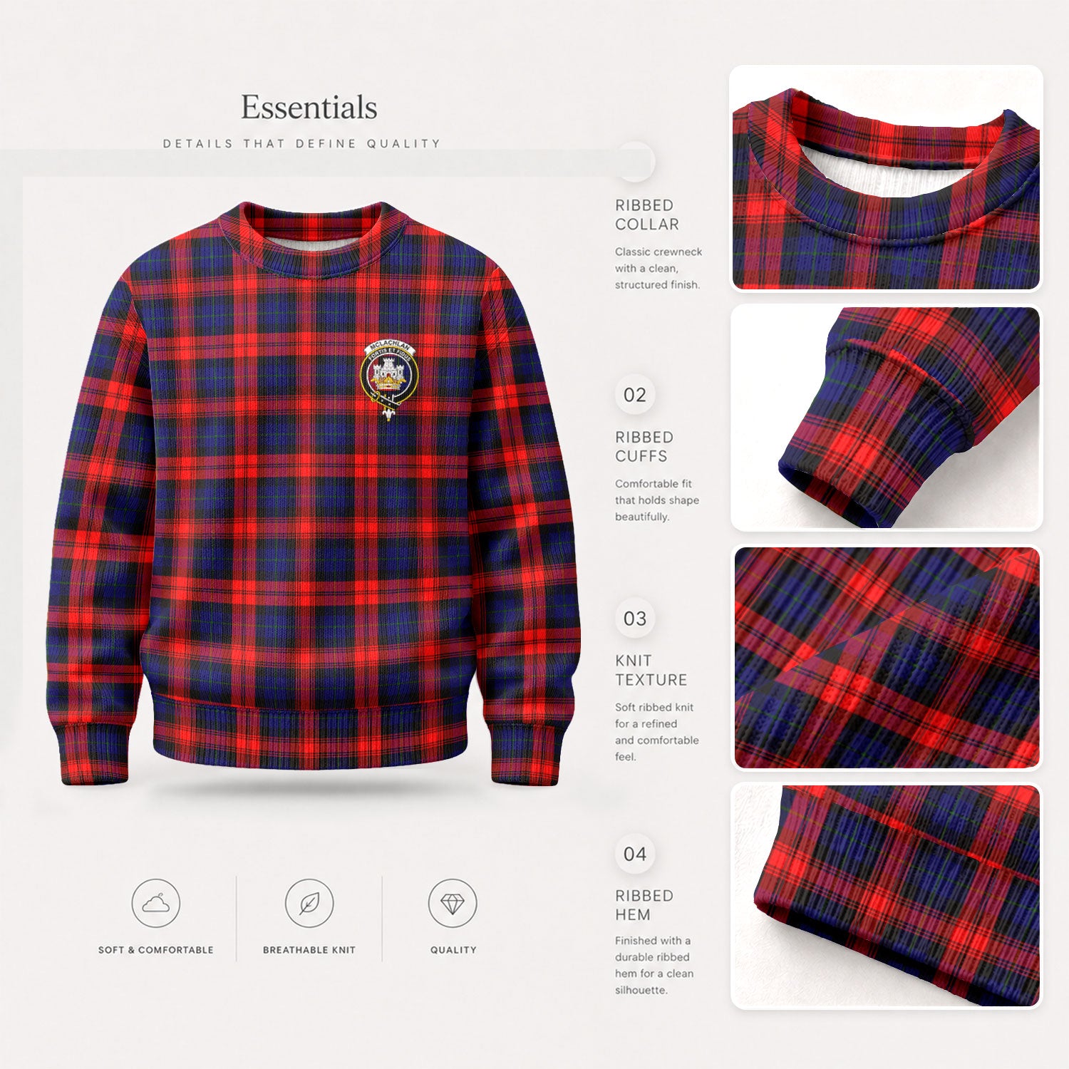 McLachlan Modern Tartan Crest Sweater