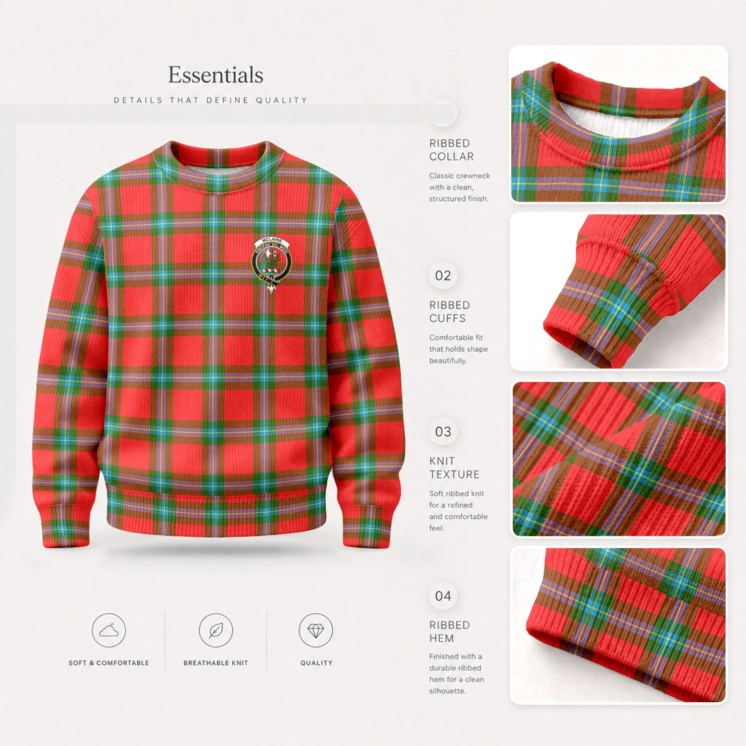 McLaine of Loch Buie Tartan Crest Sweater